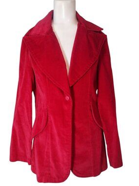 Vtg Miss Holly Corduroy Blazer Jacket 14 Soft Japan Red Tailored Preppy Office